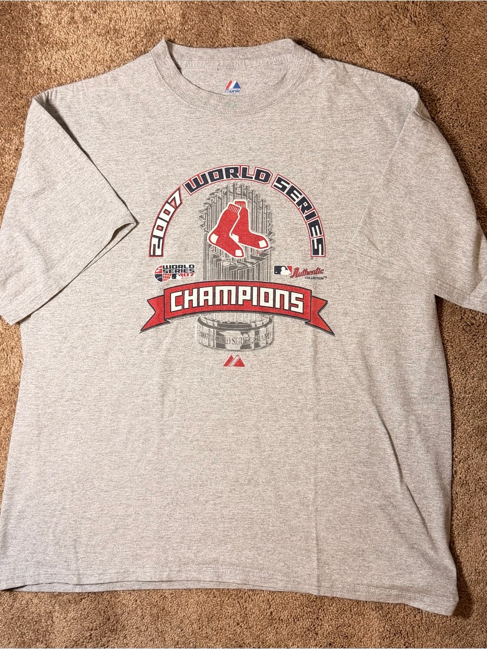 MLB Authentic Collection Boston Red Sox 2007 World Series Champions Gray T-Shirt